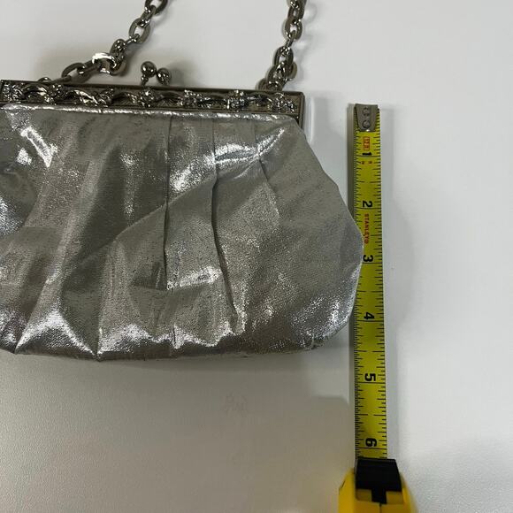 Vintage style silver clutch with chain and rhinestones-in EUC - Picture 4 of 5